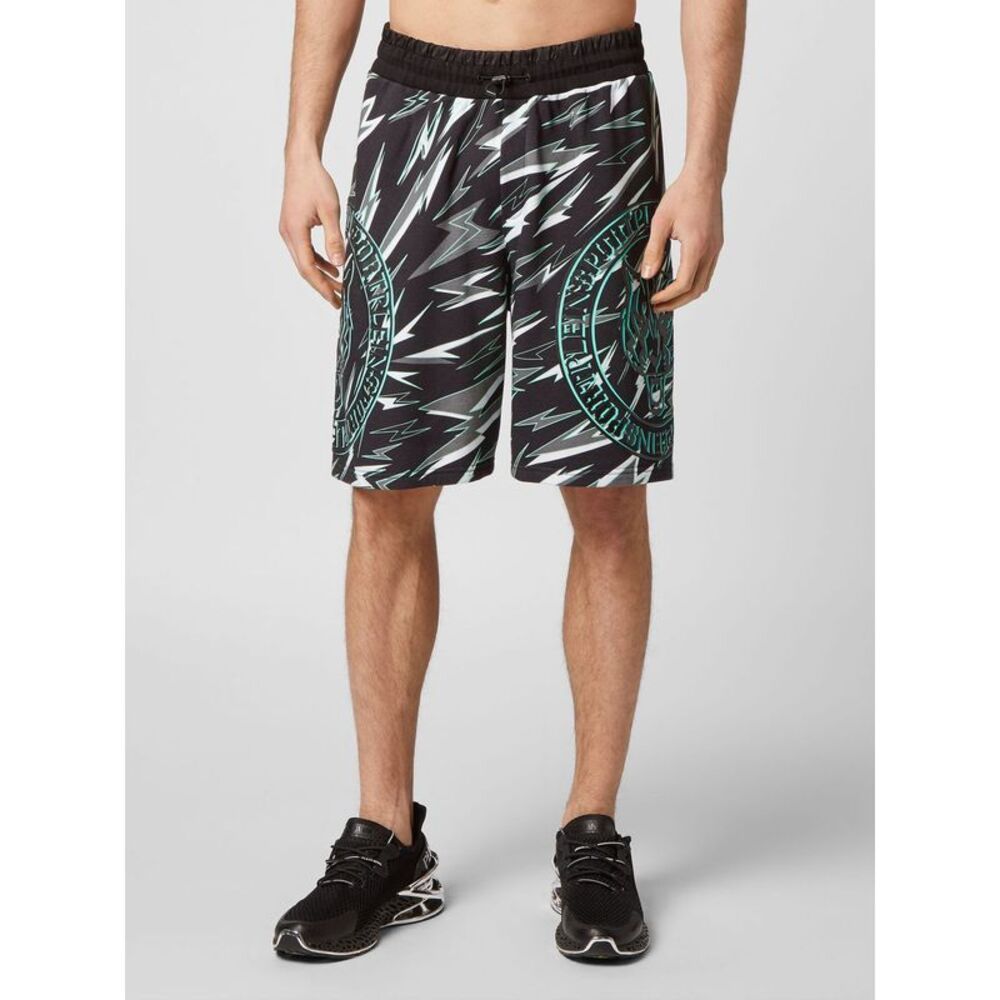 Plein Sport Jersey Sports Shorts With Graphic Print And Drawstring Waist